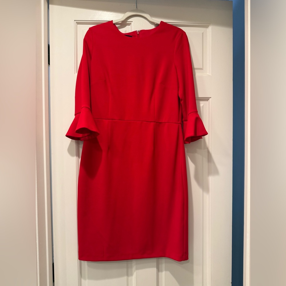 Donna Morgan Red Bell-Sleeve Sheath Dress